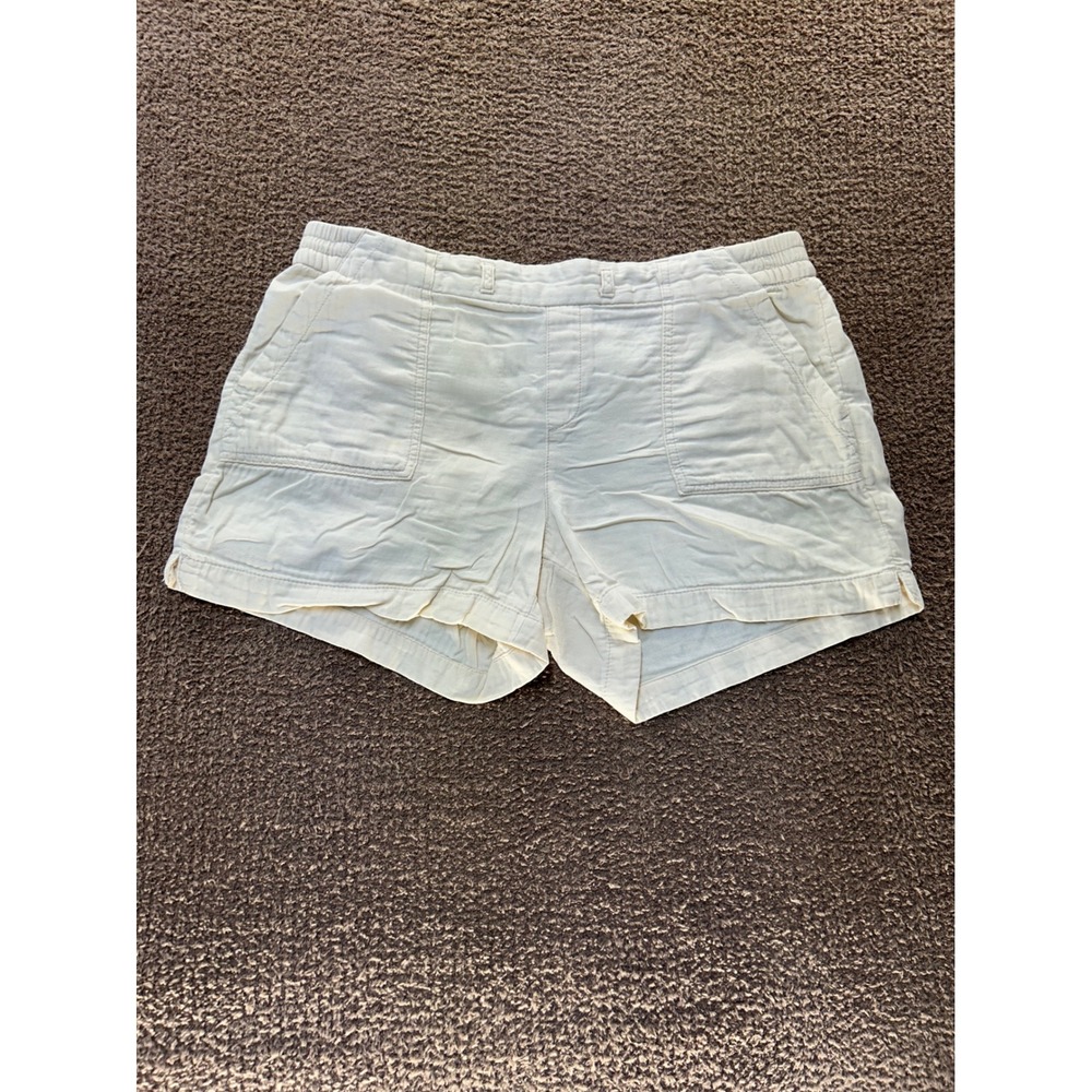 Old Navy Womens Cream Cotton Elastic Back Casual Patch Pocket Shorts Size L